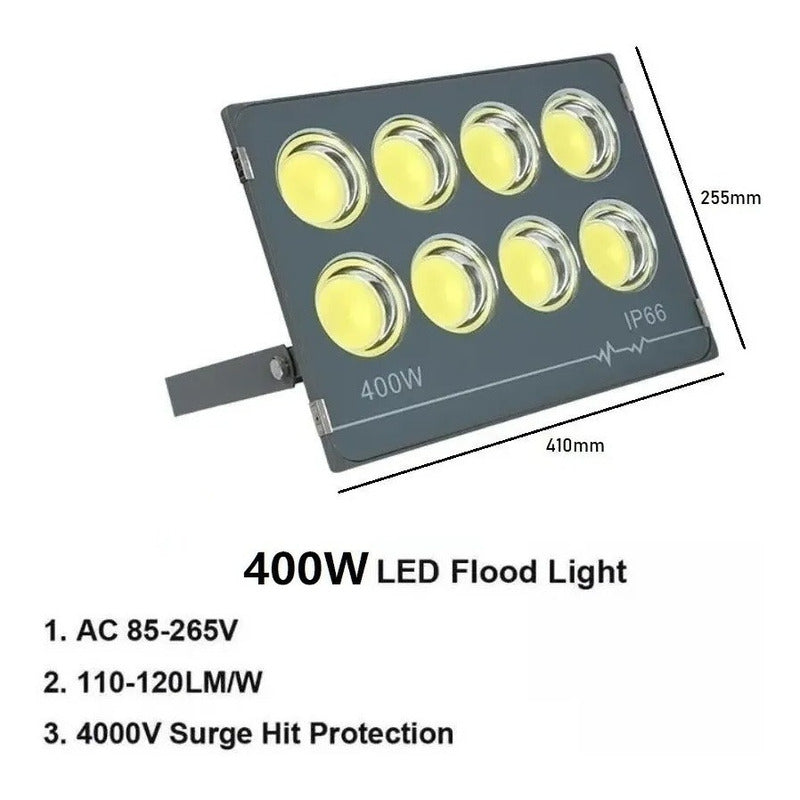 Foco 400w Resististe A La Lluvia Led Blanco Frio Con Soporte Blanco Frío