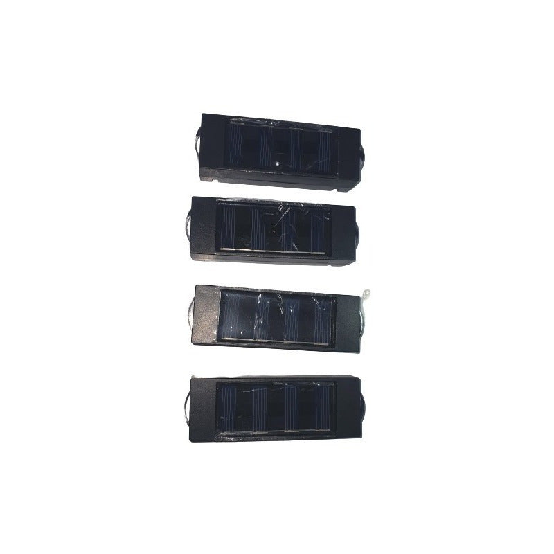 Pack X4 Aplique Solar 2 Leds De Pared Led Foco 2 Watts Negro