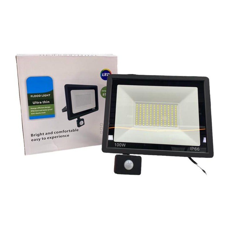 Foco Proyector 100w Con Sensor De Movimiento 220v Negro
