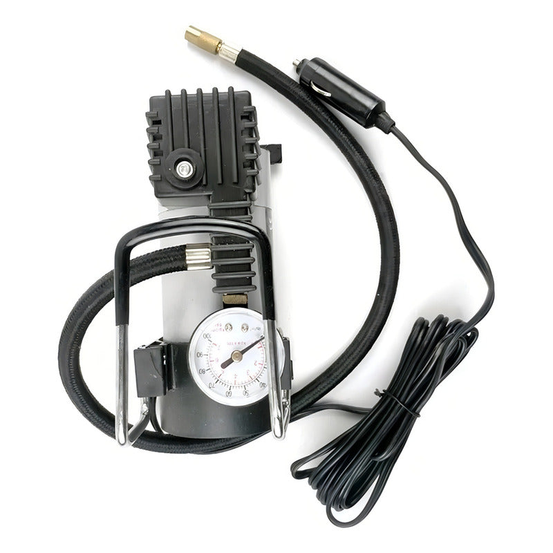 Compresor Aire Portátil Vehicular Neumáticos 220psi Con Manómetro Gris 50/60hz Monofásica