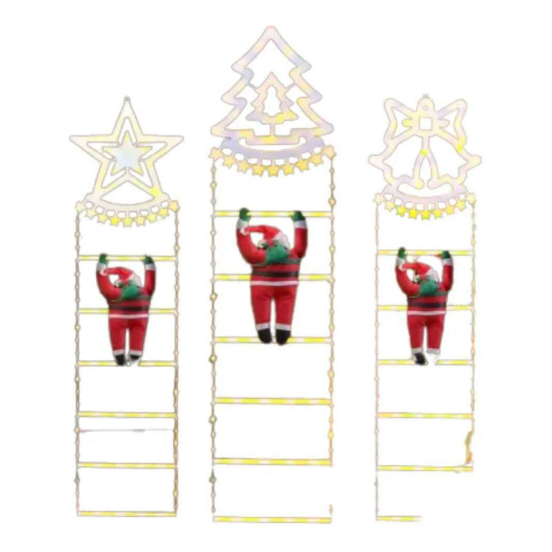 Escalera Viejito Pascuero Con Luces Led Solar 1.60cm Campana Campana Multicolor