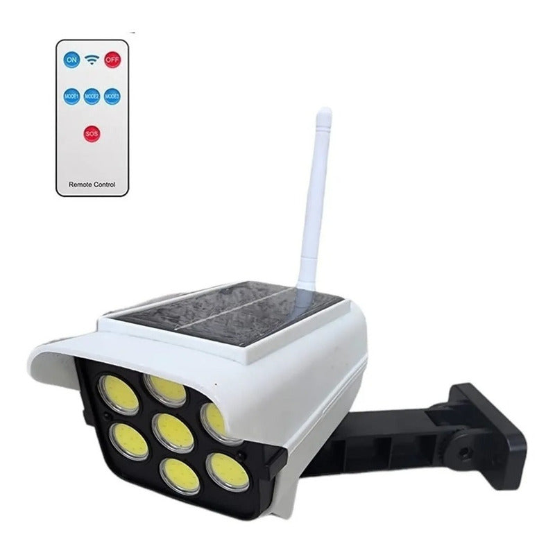 Foco Solar Tipo Camara Seguridad Sensor De Movimiento 77 Led Blanco Fría