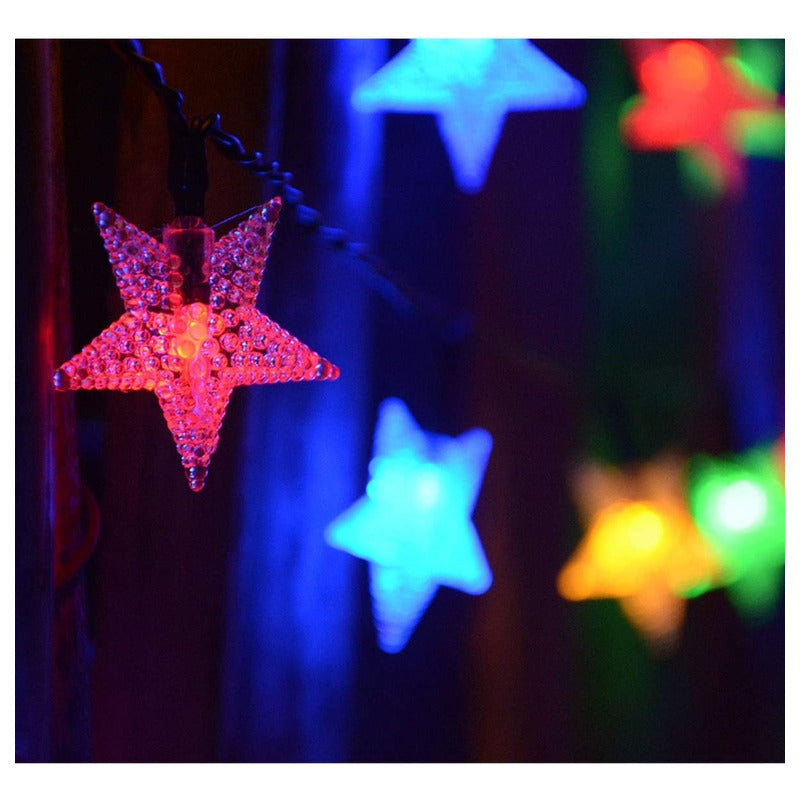 Estrellas Led Multicolor Navidad Guirnalda Lineal Solar Multicolor