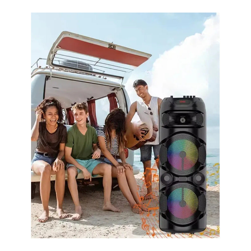 Parlante Inalambrico Portatil 80cm Bluetooth Led Microfono Negro