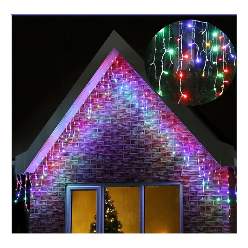 Luces Cascada Navideñas Guirnalda Led Luz Solar 3mt 144 Leds Color De Las Luces Multicolor
