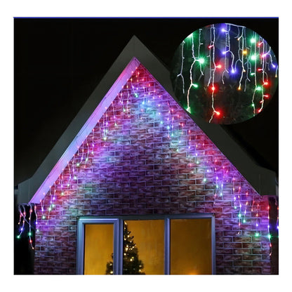 Luces Cascada Navideñas Guirnalda Led Luz Solar 3mt 144 Leds Color De Las Luces Multicolor