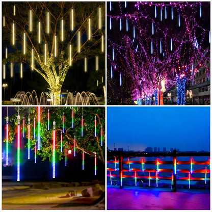 Luces Tubo Solar Led Guirnalda Lluvia De Meteoritos Exterior Multicolor