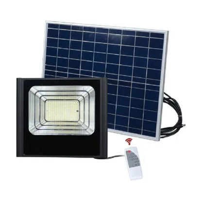 Foco Solar 800w Led + Panel Solar Y Control Remoto Negro Fría