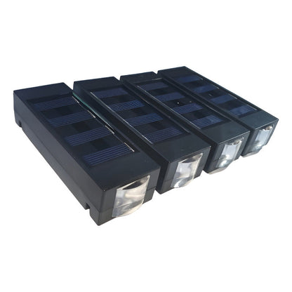 Pack X4 Aplique Solar 2 Leds De Pared Led Foco 2 Watts  Negro