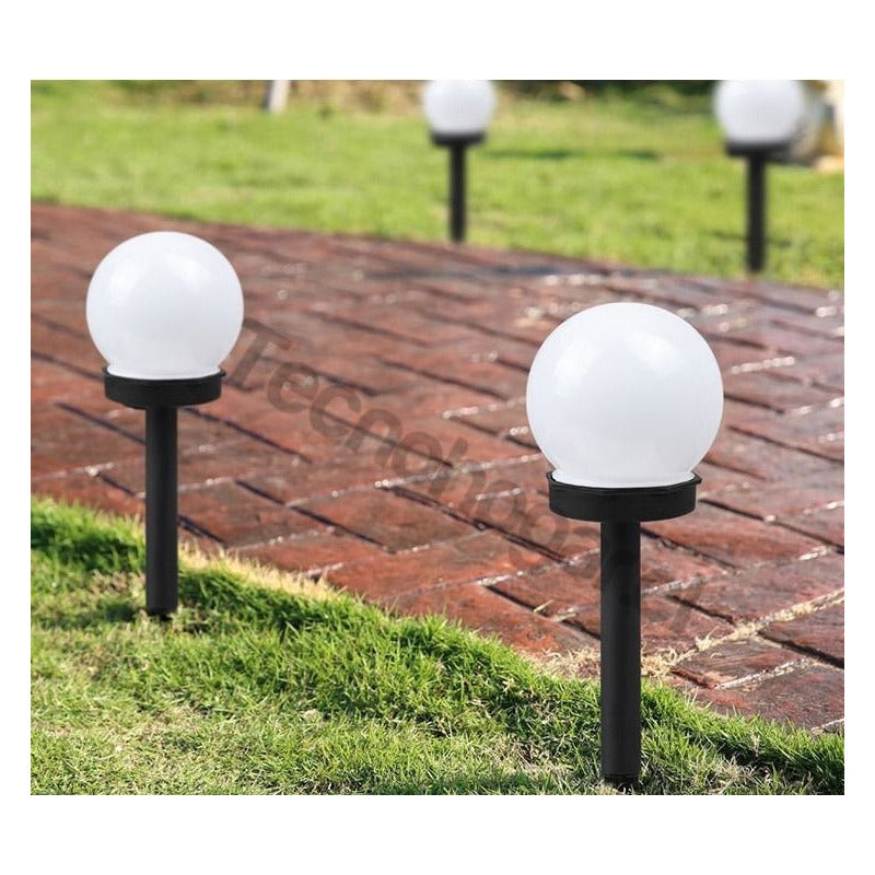 Pack 6 Foco Led  Solar Estaca Decoracion Globo Para Jardín  Blanco