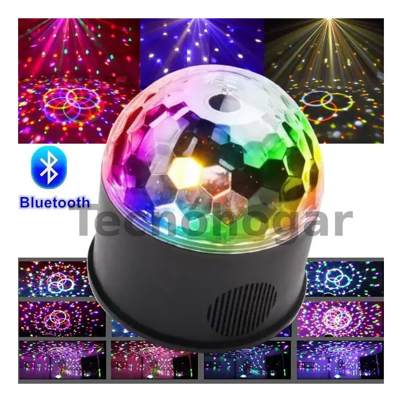 Parlante Bluetooth Proyector Bola Disco Luces Led Fiesta Negro