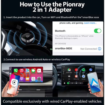 Adaptador Inalámbrico Carplay/android Automático 2 En 1 Auto