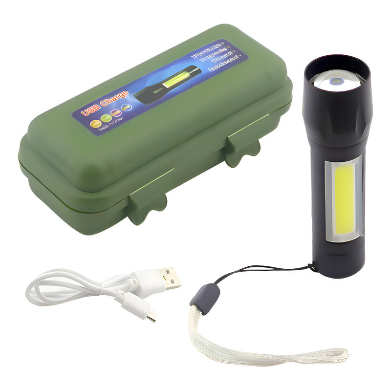 Mini Linterna Led De Mano Recargable Usb Gancho 525 Con Zoom Color De La Linterna Verde Color De La Luz Blanco