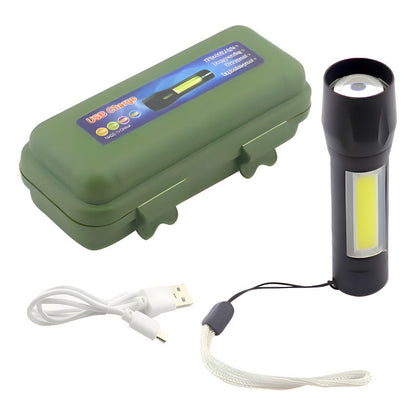Mini Linterna Led De Mano Recargable Usb Gancho 525 Con Zoom Color De La Linterna Verde Color De La Luz Blanco