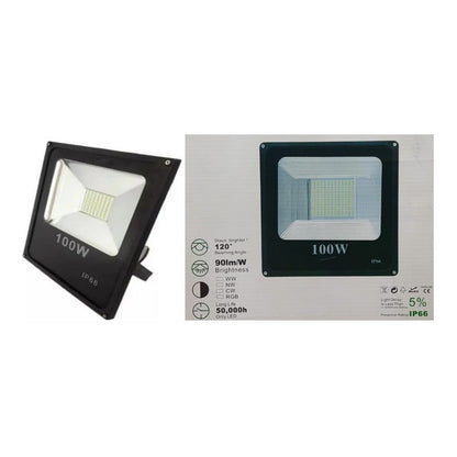 Foco 100w Led 8500 Lúmenes Exterior E Interior Ip66 Plano