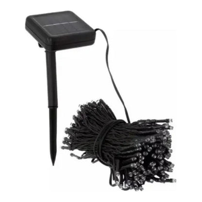 Guirnalda Led Solar Luz Fria 100 Led Luz 10 Metros Ext E Int Negro