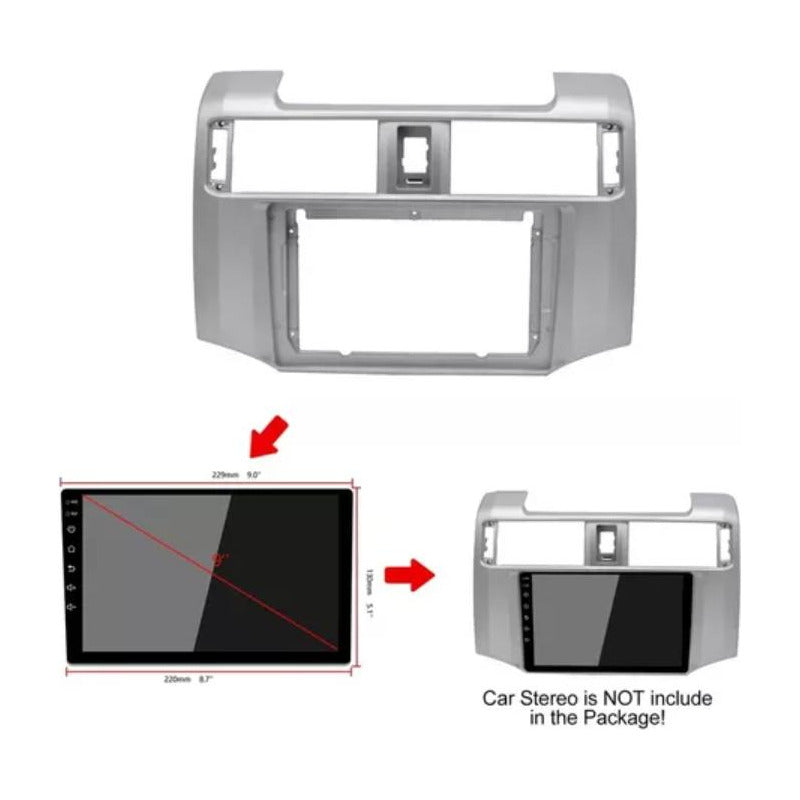 Bisel Adaptador Radio 9 Pulgadas Toyota 4runner 2010-2024 Gris