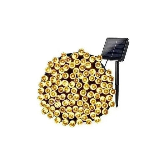 Guirnalda Led Solar Luz Fria 100 Led Luz 10 Metros Ext E Int Negro