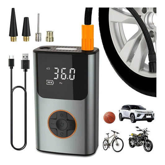 Inflador Compresor De Aire Portátil Digital 2000mah 90w Gris Oscuro 50 Hz / 60 Hz Monofásica