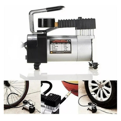 Compresor De Aire 12v Inflador Neumático, Bici, Moto, Pelota Gris 50/60hz Monofásica