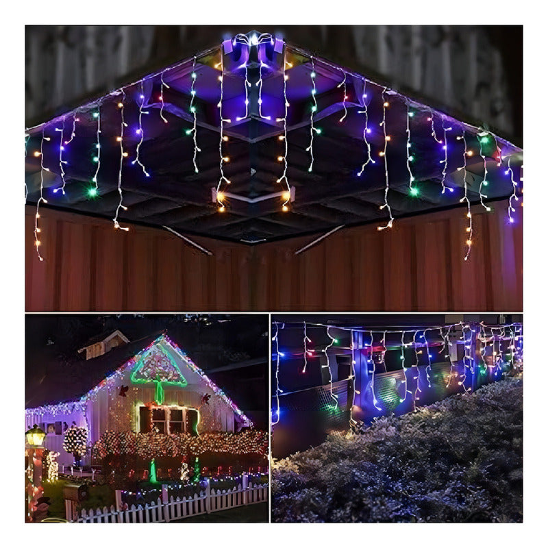Luces Cascada Navideñas Guirnalda Led Luz Solar 3mt 144 Leds Color De Las Luces Multicolor