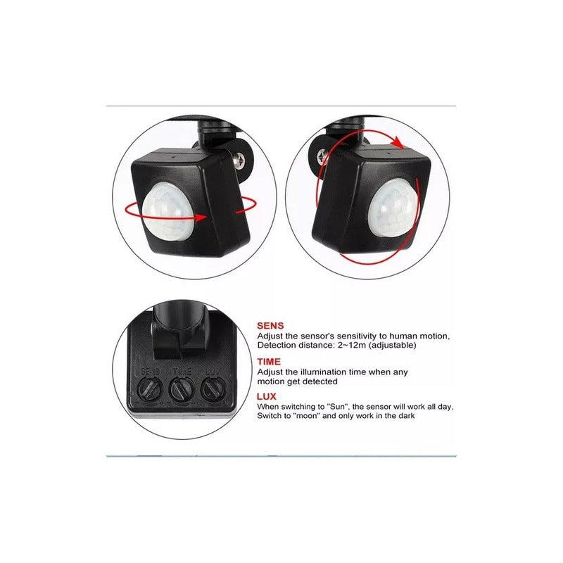 Foco Proyector 100w Con Sensor De Movimiento 220v Negro