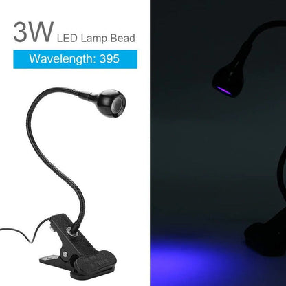 Lámpara Led Luz Uv Para Uñas Tips Soft Gel 3w Clip Mesa Negro
