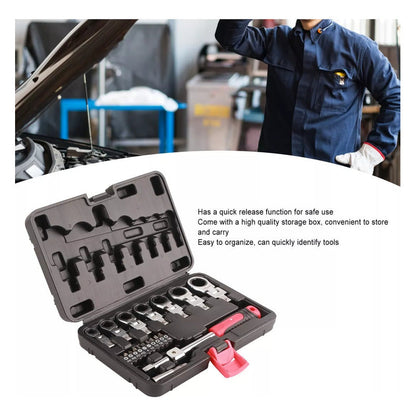 Chicharra Articulada 20 Llaves Intercambiables Kit De Rache Rojo