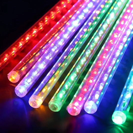 Luces Tubo Solar Led Guirnalda Lluvia De Meteoritos Exterior Multicolor