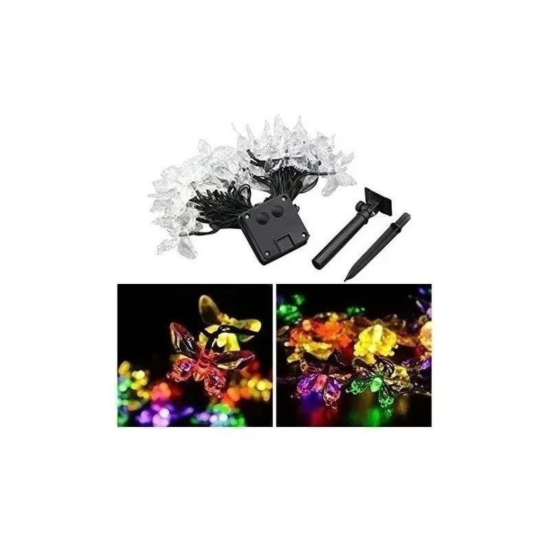Guirnalda Mariposa Solar Led Boda 5 Mts Exterior E Interior Multicolor