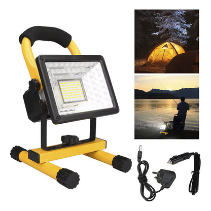 Foco Led De Trabajo 100w Portátil Recargable Minero 12v/220v Amarillo Blanco Frío