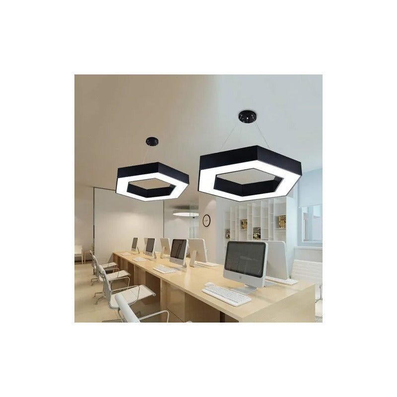 Lámpara Led Colgante Hexágono Abierta Moderna 36w Luz Fría