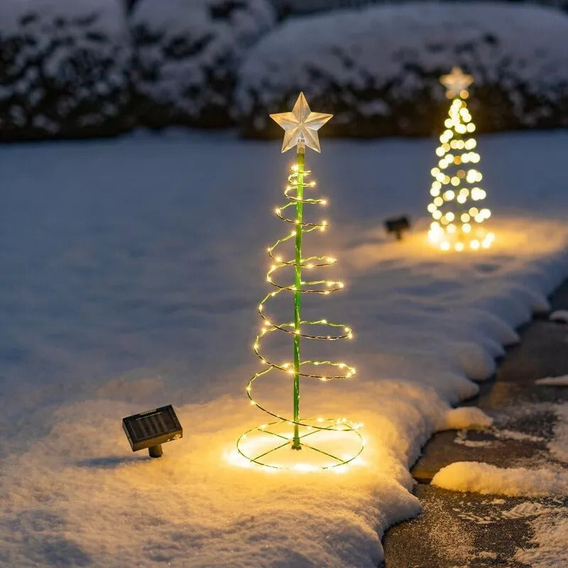 Estaca Solar Árbol Navidad Led Decorativa + Estrella - 85cm Amarillo