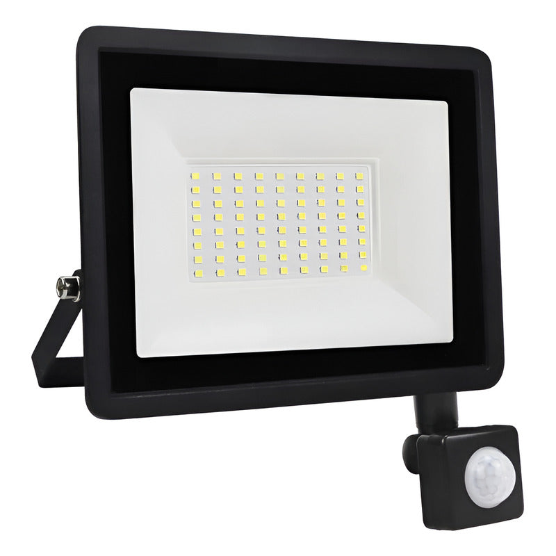 Foco Led Con Sensor 50w Exterior Brillante Ahorrador Negro