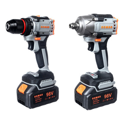 Kit Llave De Llave De Impacto + Taladro 98v Osmao Negro