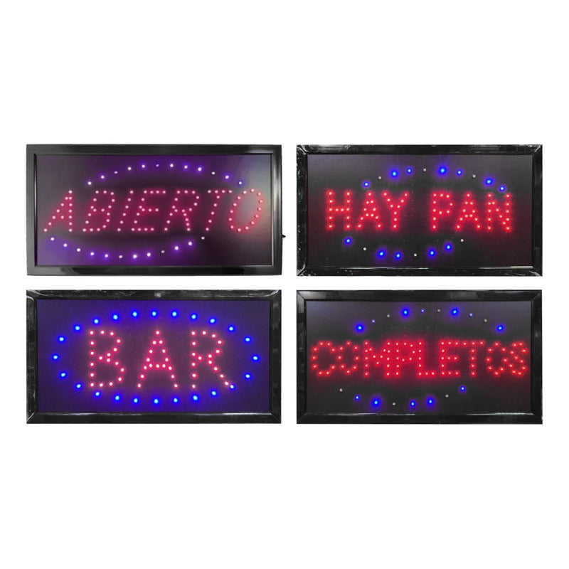 Letrero Aviso Led Signs Luminoso - Abierto - 48x25cm