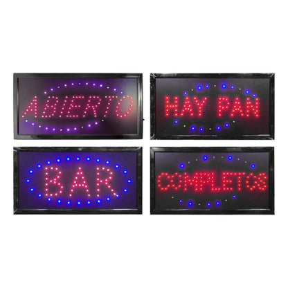 Letrero Aviso Led Signs Luminoso - Abierto - 48x25cm