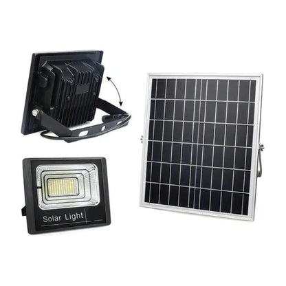 Foco Solar 800w Led + Panel Solar Y Control Remoto Negro Fría