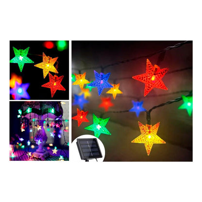 Pack X6 Estrellas Led Solar Cálida Multicolor Navidad Lineal