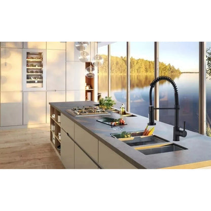 Llave Monomando Lavaplatos Profesional Extraíble Negra Negra Cromado