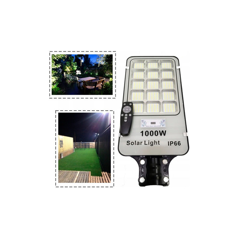 Foco Solar 1000watt Alumbrado Exterior Poste 420led Potencia Negro Fría