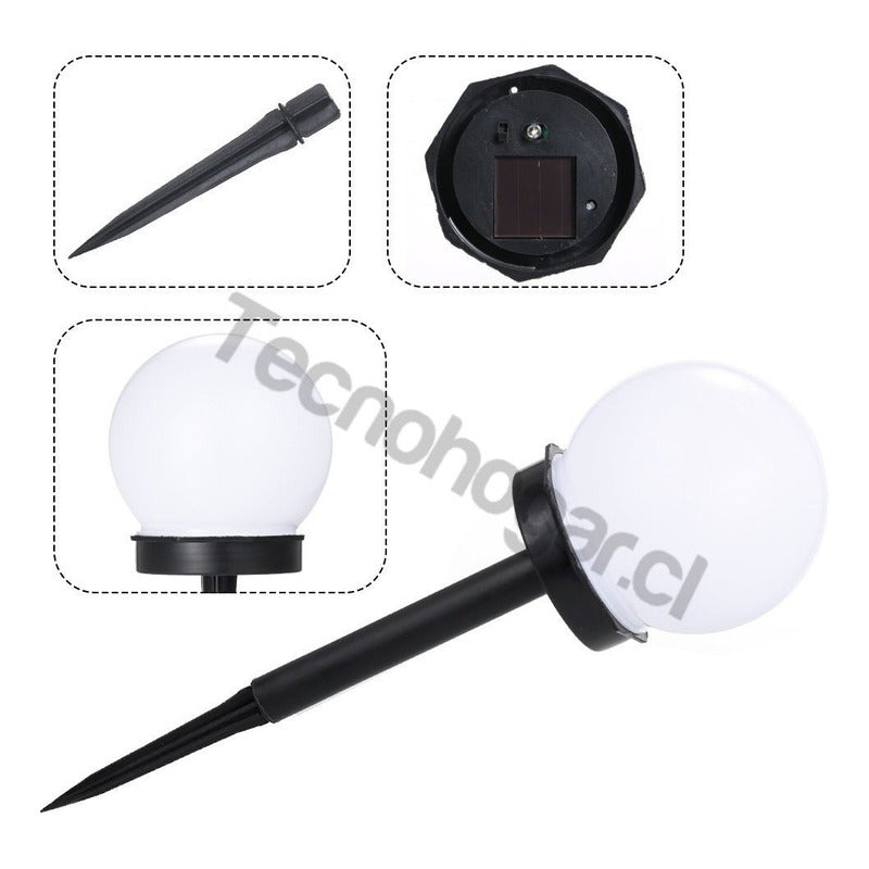Pack 6 Foco Led  Solar Estaca Decoracion Globo Para Jardín  Blanco