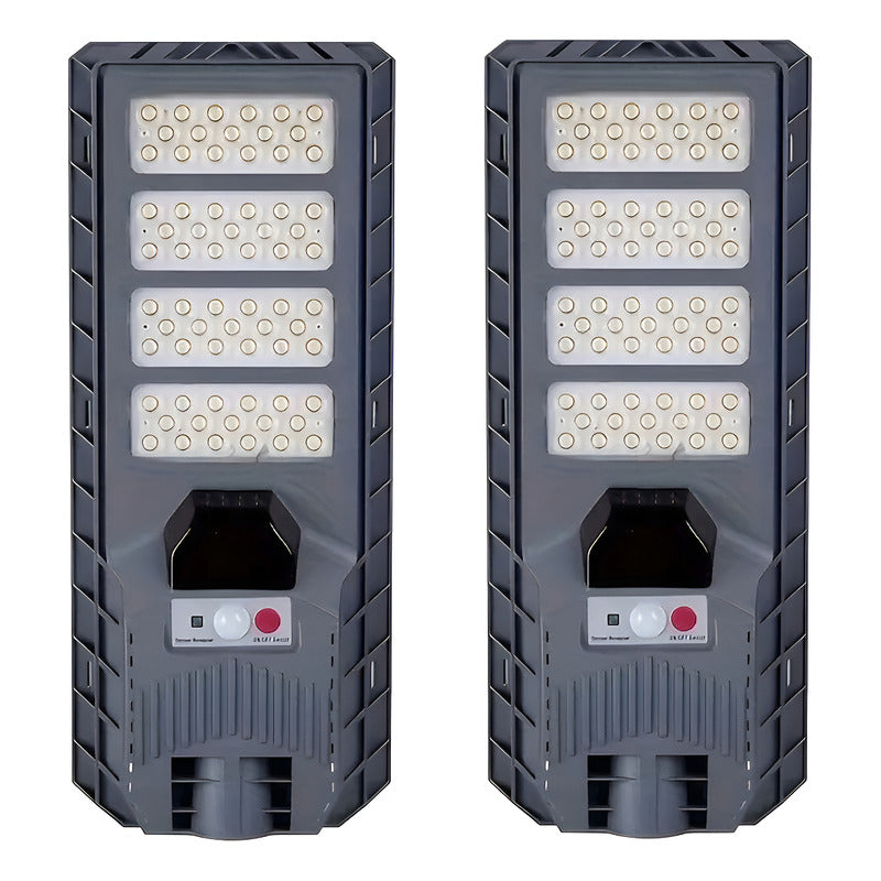 Pack 2 Foco Solar 400w Recargable Ip65 Sensor M. Y Control R Negro Blanco Frío
