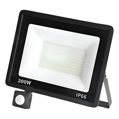 Foco Led Con Sensor De Movimiento 200w Resistente Al Agua Negro Blanco Frío
