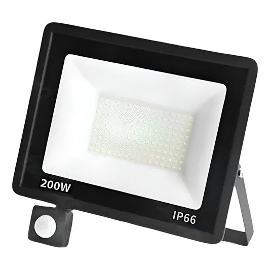 Foco Led Con Sensor De Movimiento 200w Resistente Al Agua Negro Blanco Frío