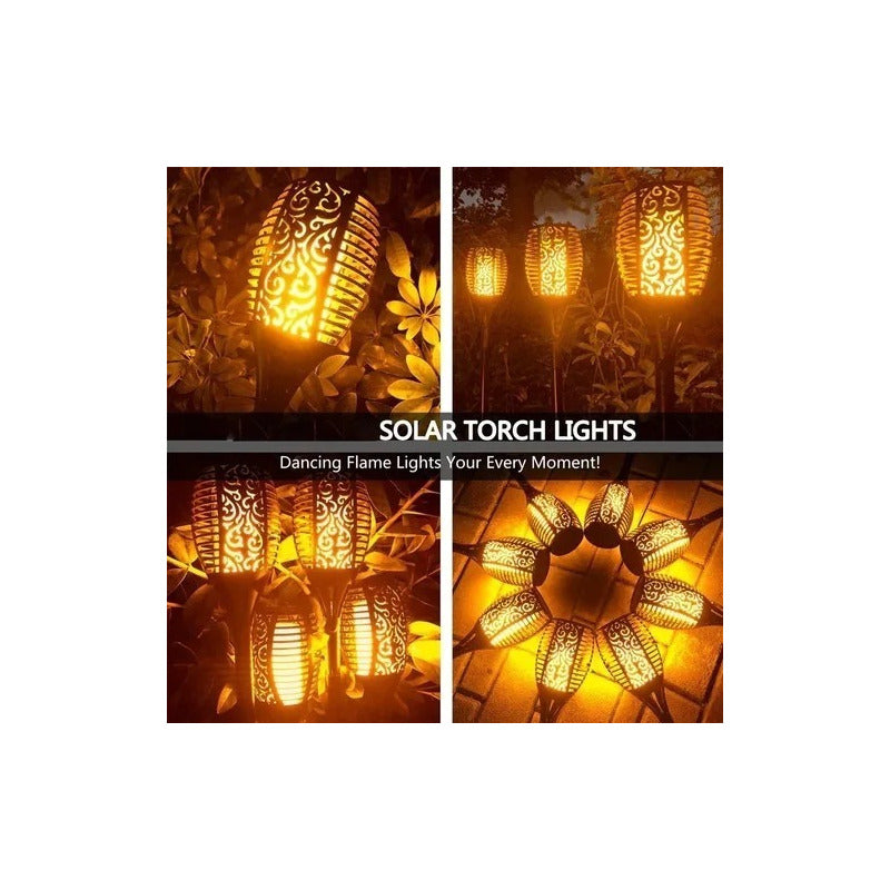 Antorcha Estaca De Fuego Solar Led Carga Automatica Lluvia Negro
