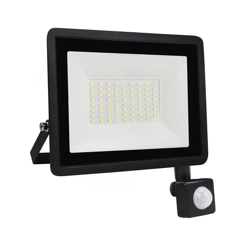 Foco Led Con Sensor 50w Exterior Brillante Ahorrador Negro
