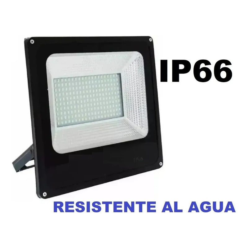 Pack 2 Foco Led 200w Reflector Luz Exterior Cultivo Canchas Negro Fría