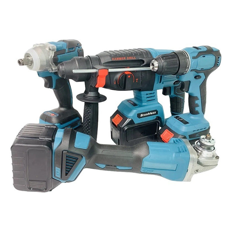 Kit De Herramientas Eléctricas Combinadas Inalámbricas 4 Pcs Color Azul