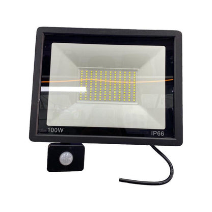 Foco Proyector 100w Pack X2 Con Sensor De Movimiento 220v Negro